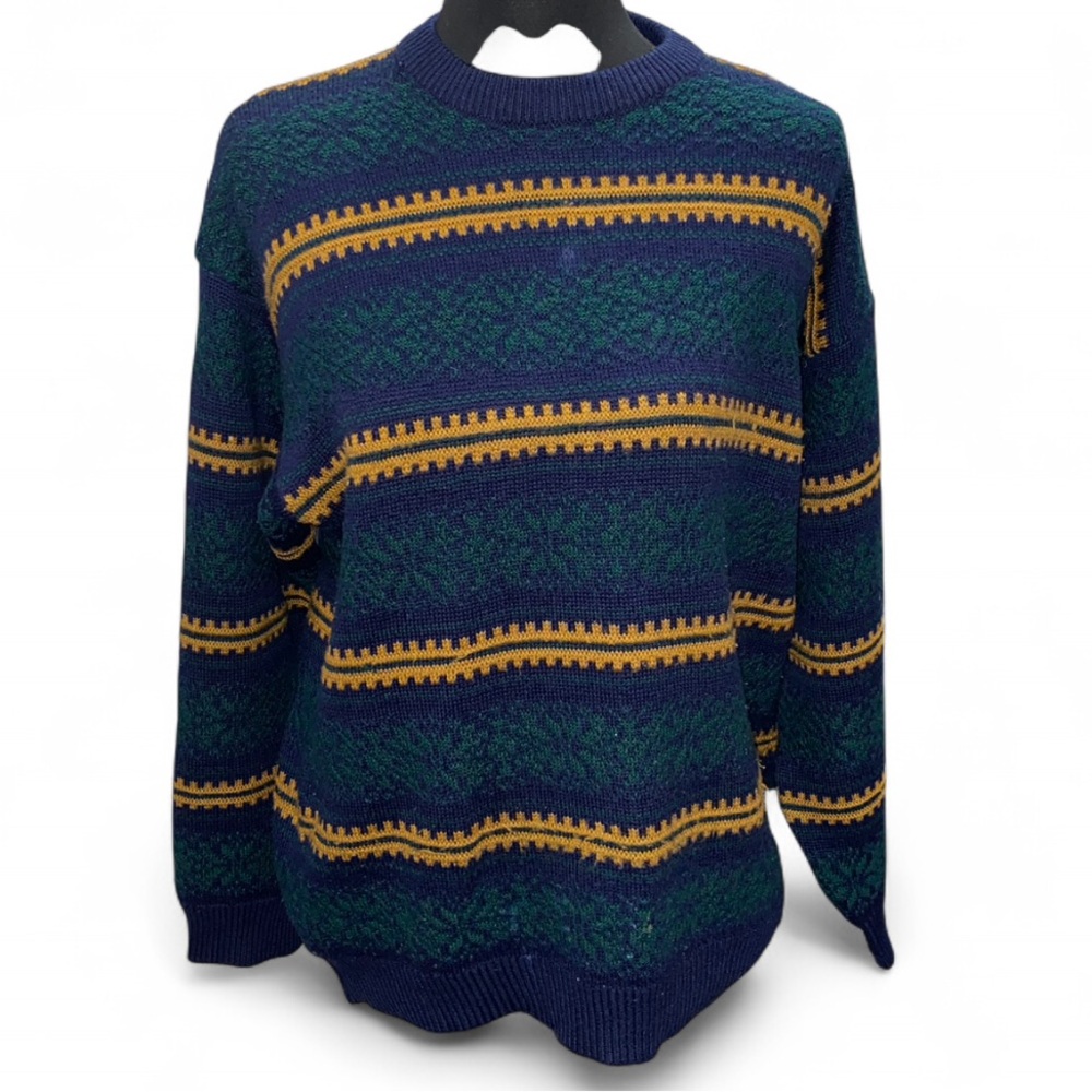 Sankuan vintage Navy and Yellow Patterned Sweater